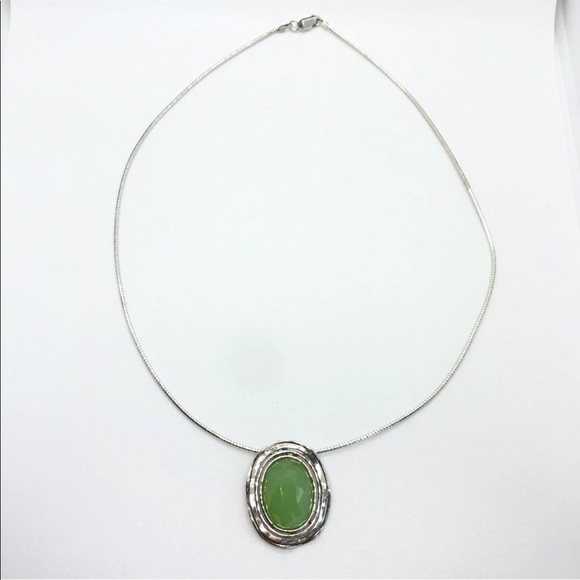 DIDAE ISRAEL FACETED GREEN QUARTZ STERLING SILVER PENDANT COLLAR CHAIN N… - Picture 3 of 7